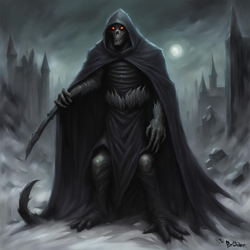 Grimdark Warrior in Gothic Landscape