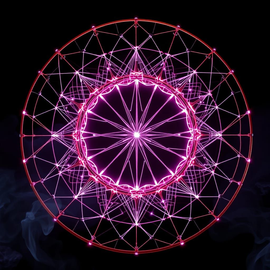 "A highly detailed, circular string art thick copper wire pa...