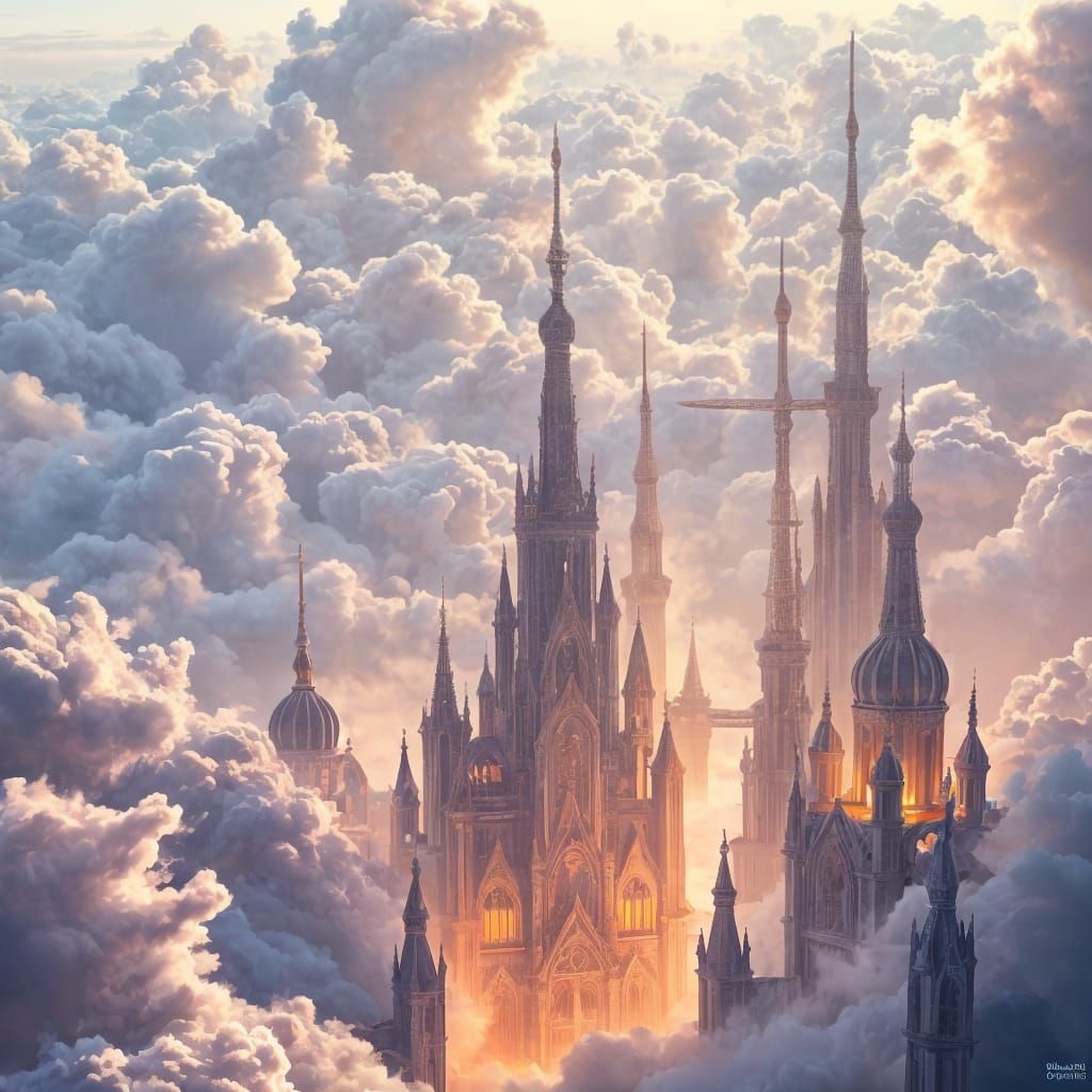 Dreamlike Celestial City in the Sky