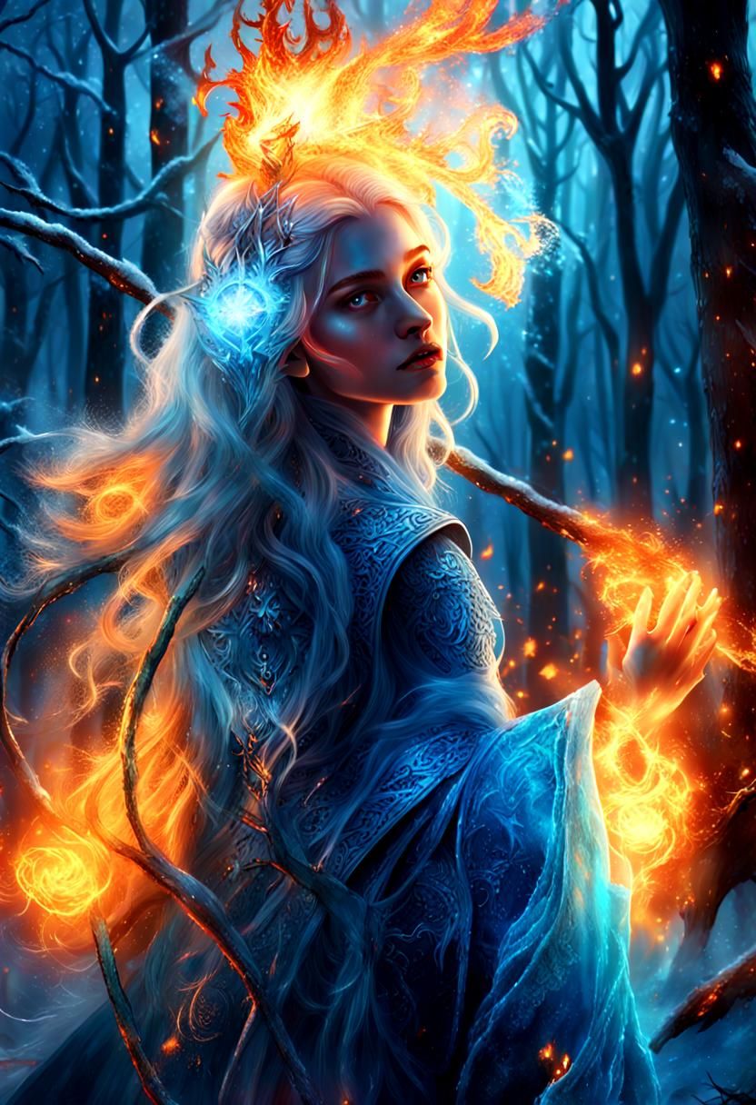 Mystical Princess of Ice and Fire: Digital Portrait