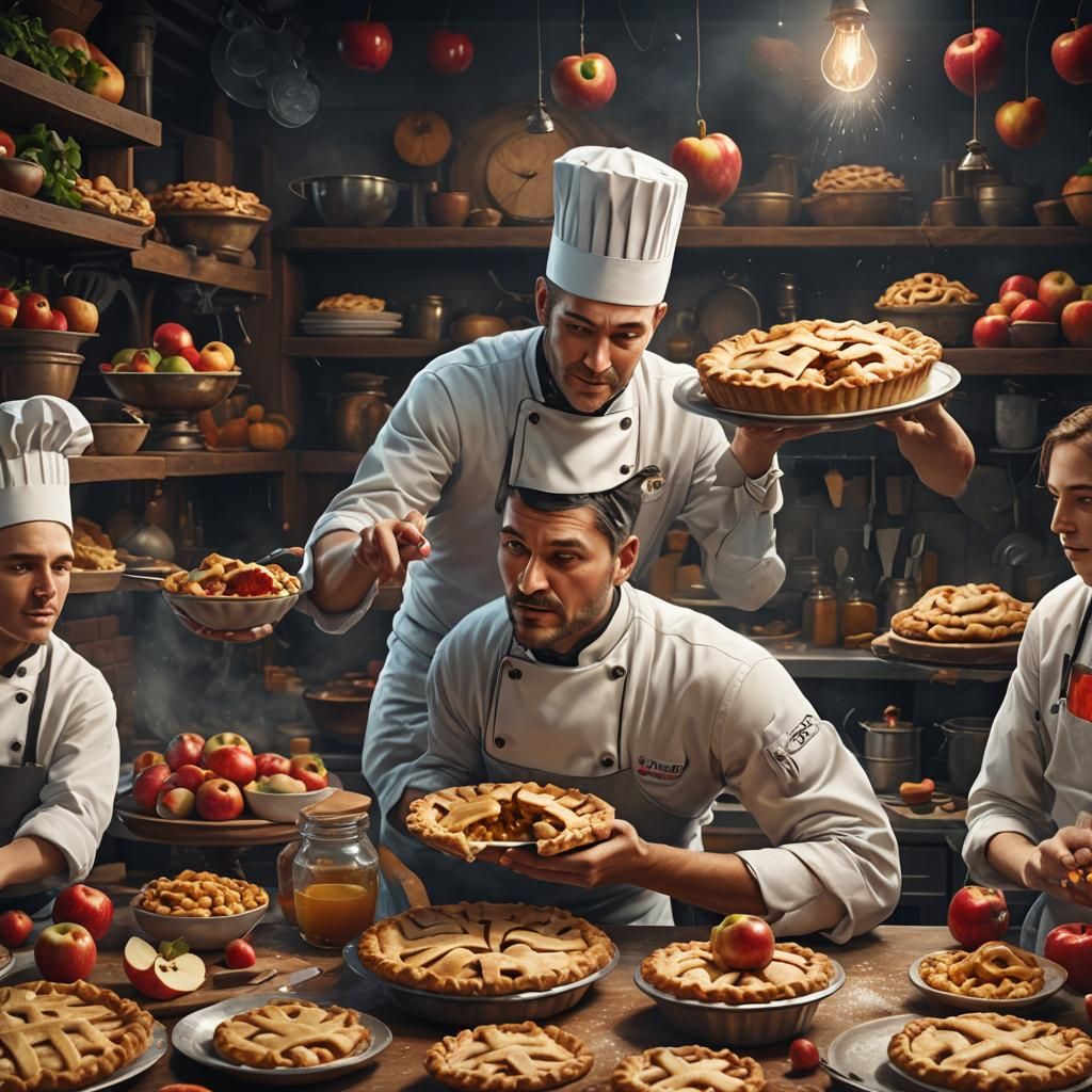 Chef Baking Apple Pie: Detailed Matte Painting