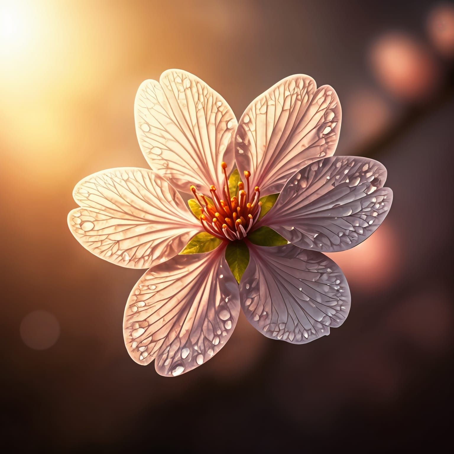 Crystal Cherry Blossom in Warm Light