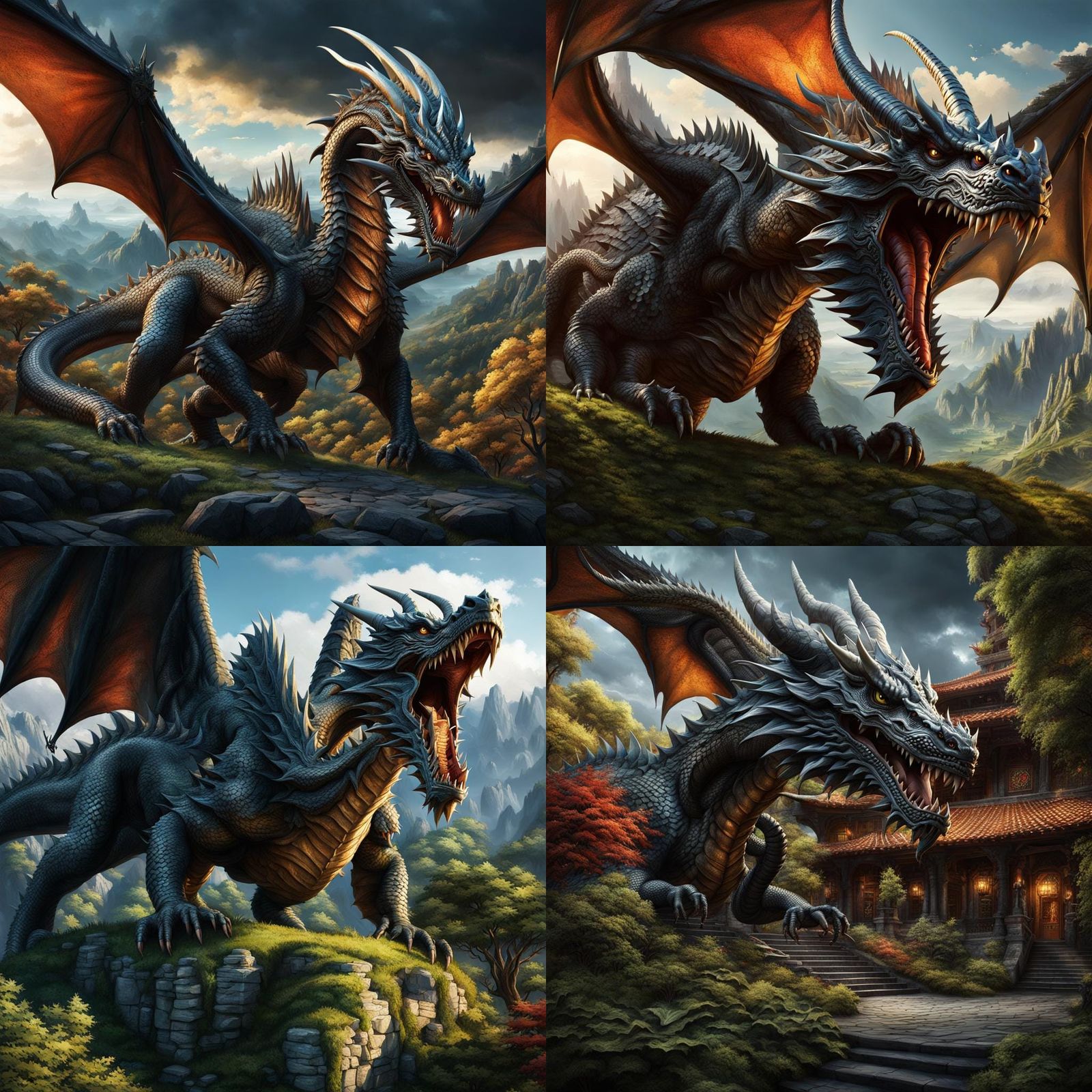 Detailed Dragon in Beautiful Landscape