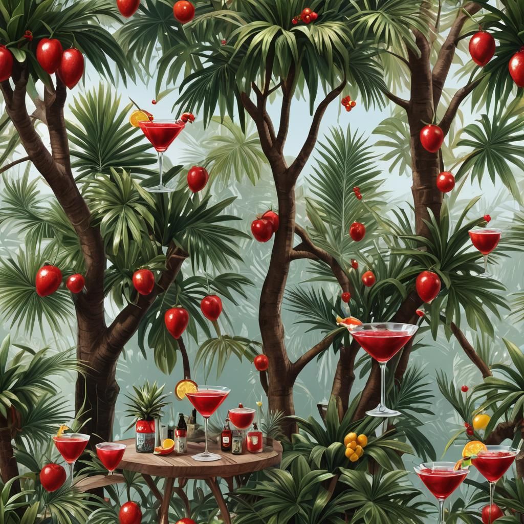 Exotic Tropical Mural on Chic Bar Terrace