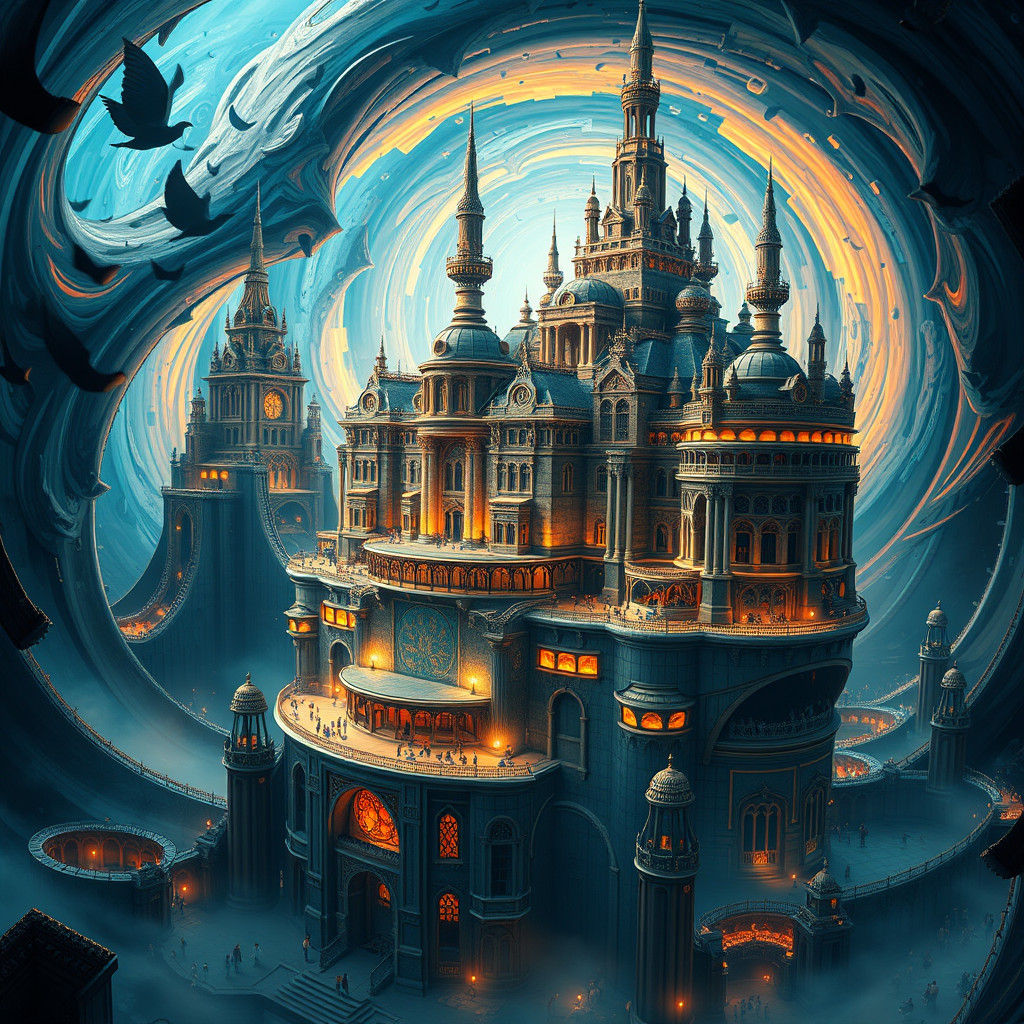 Majestic Impossible Hotel in Labyrinthine Metropolis