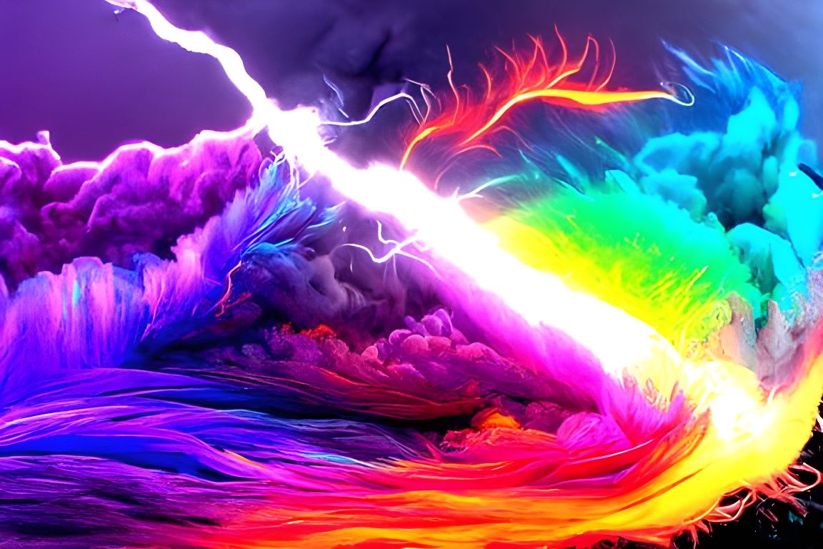 Rainbow Lightning Hybrid in Hyperrealism