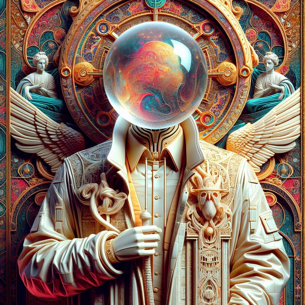 Psychedelic Art Nouveau Vigilante in Byzantine Setting