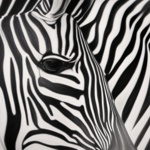 Hyperdetailed Charcoal Drawing of a Zebra