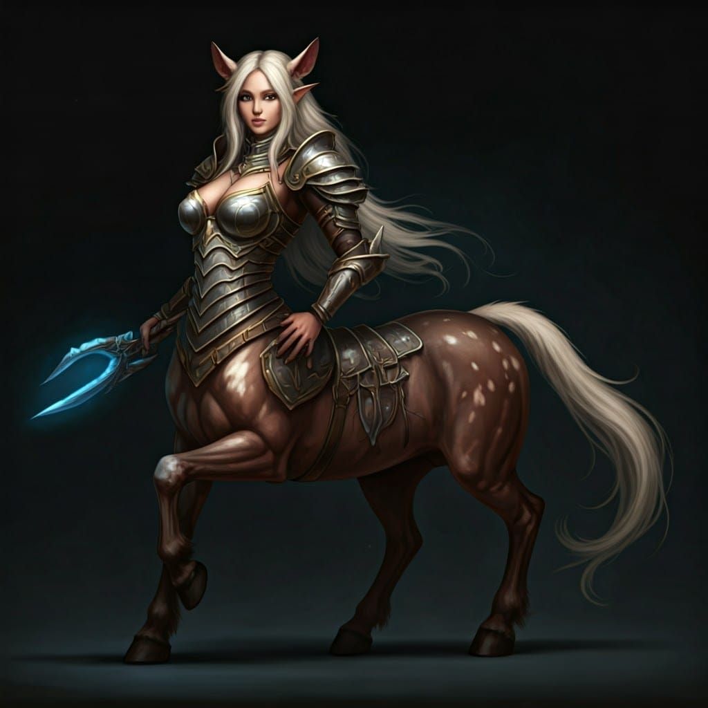 Armored Female Centaur Ready for Battle