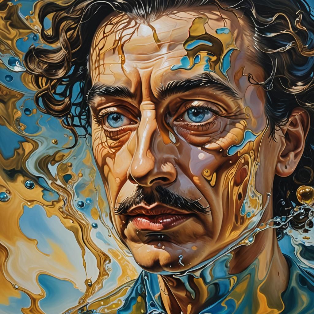 Surreal Reflection in Rippling Water: Oil Painting