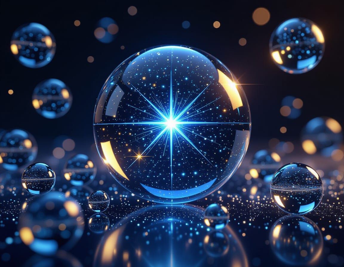 Crystal Spheres Reflecting a Starry Night Sky