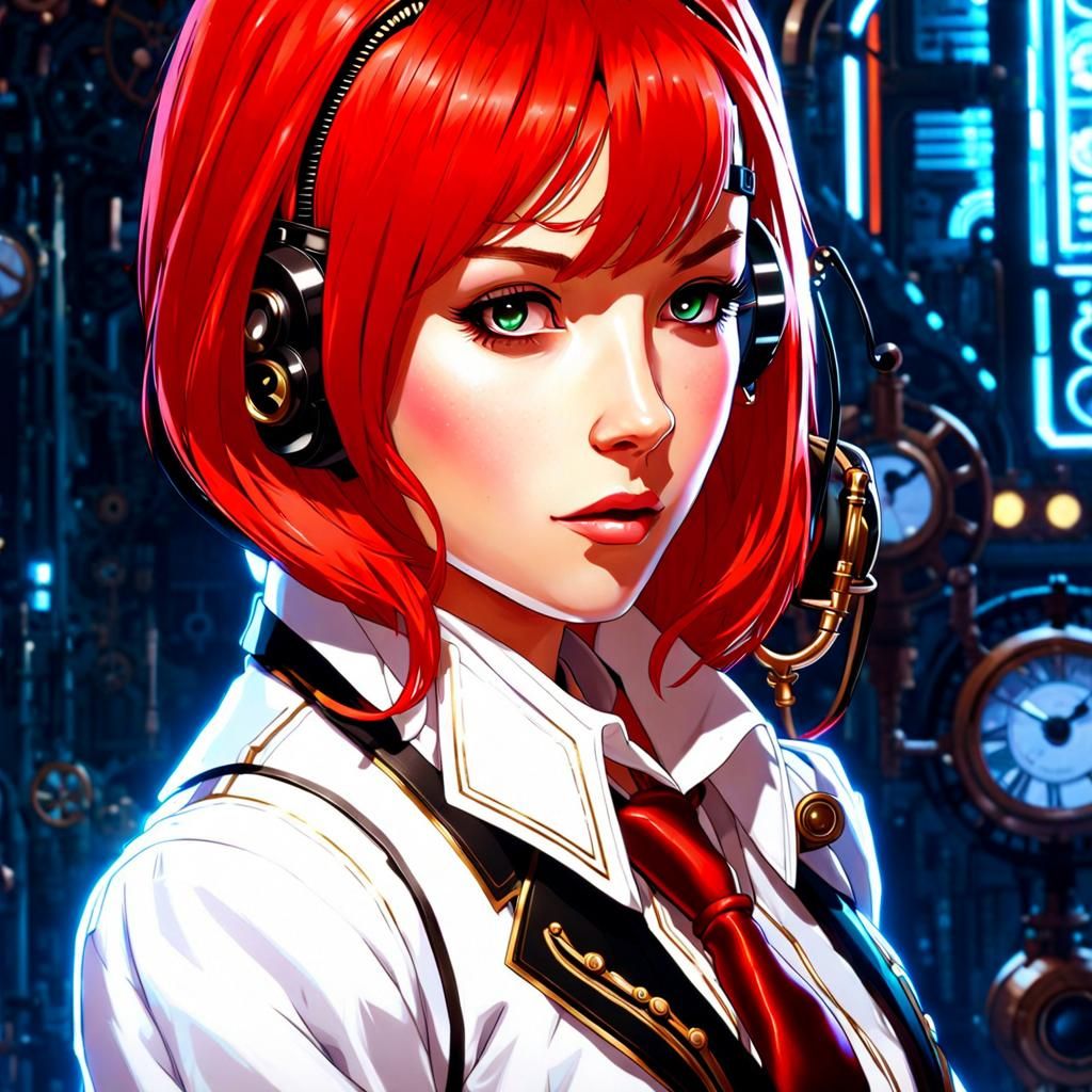Steampunk Makima Portrait in Anime Style
