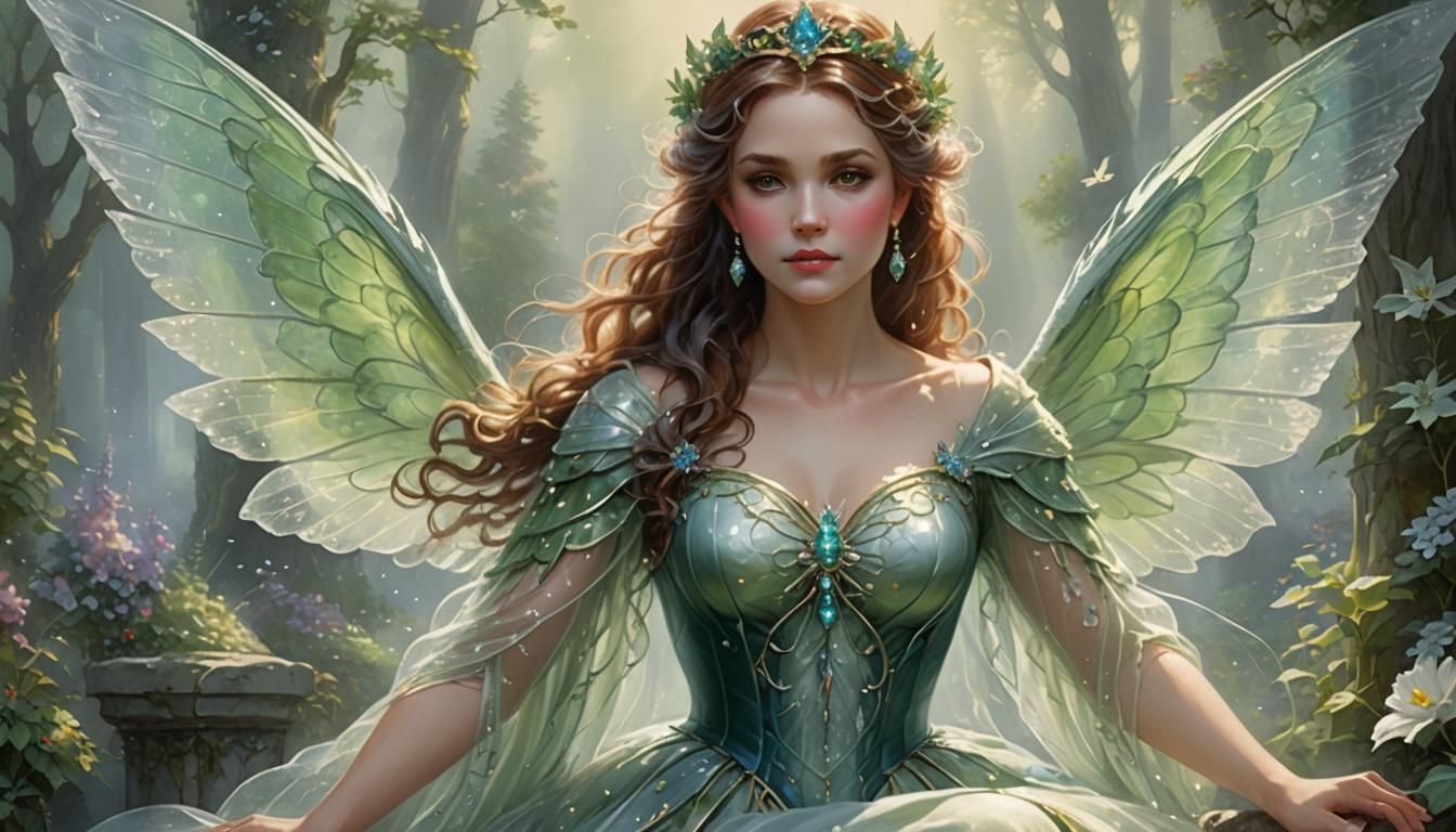 Regal Fae Queen with Translucent Wings