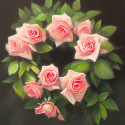 Rose Wreath in Oil Painting Style