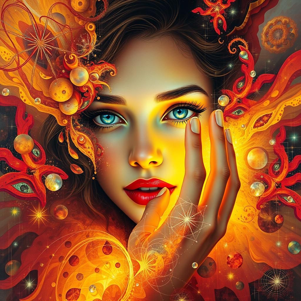 Vibrant Explosion: Woman's Face in Abstract Art