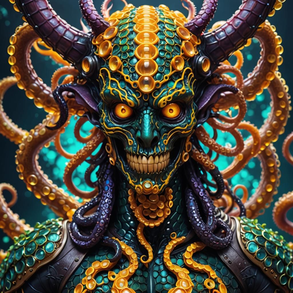 Honeycell Tentacle Demon in Double Exposure