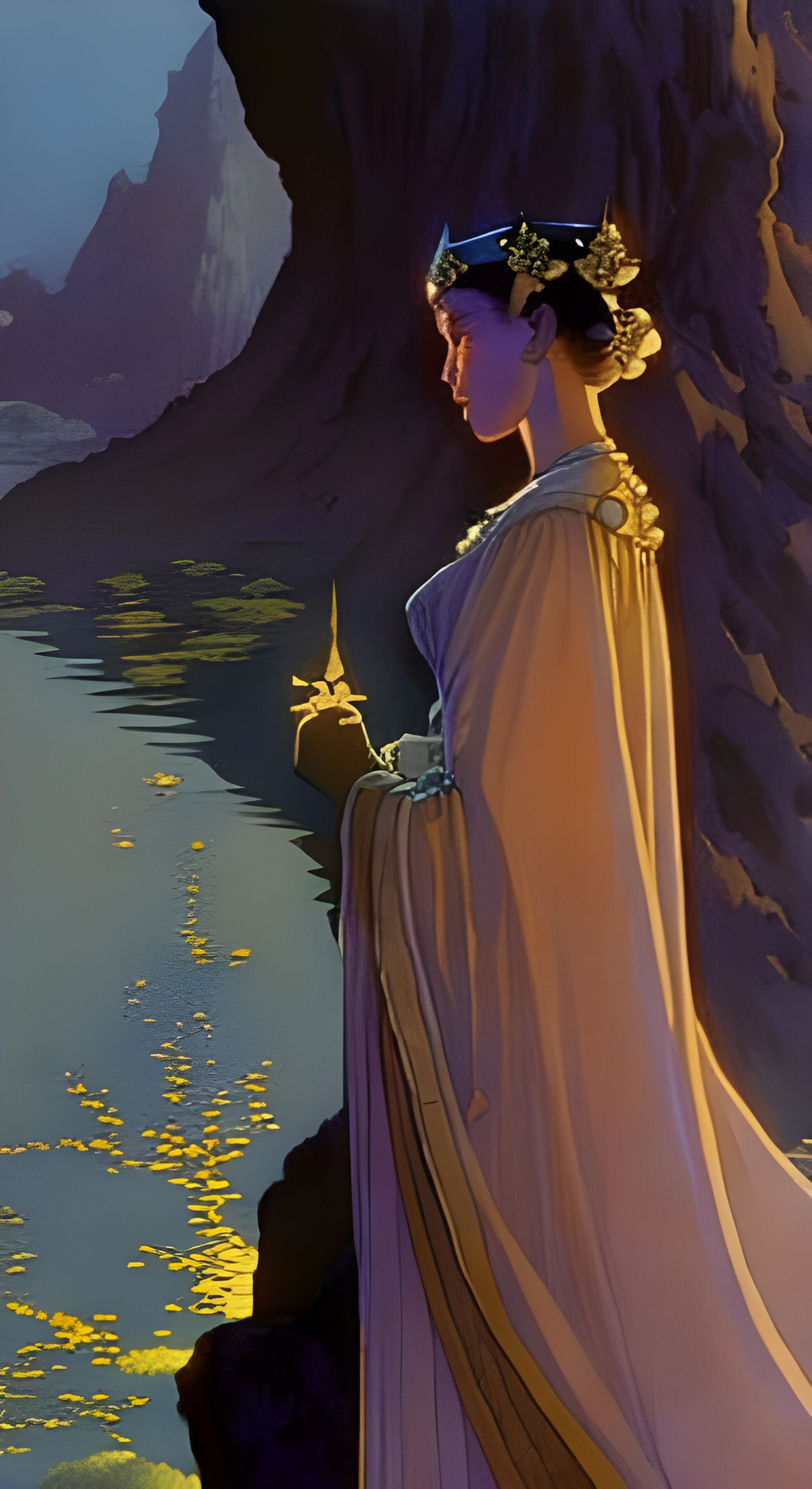 Moonlit Princess Watercolor Fantasy Art