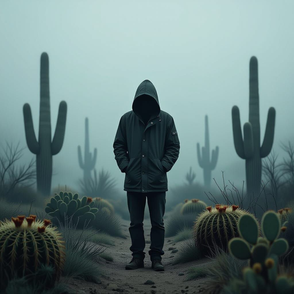Hooded Figure in Arizona Mist: Abstract Expressionism