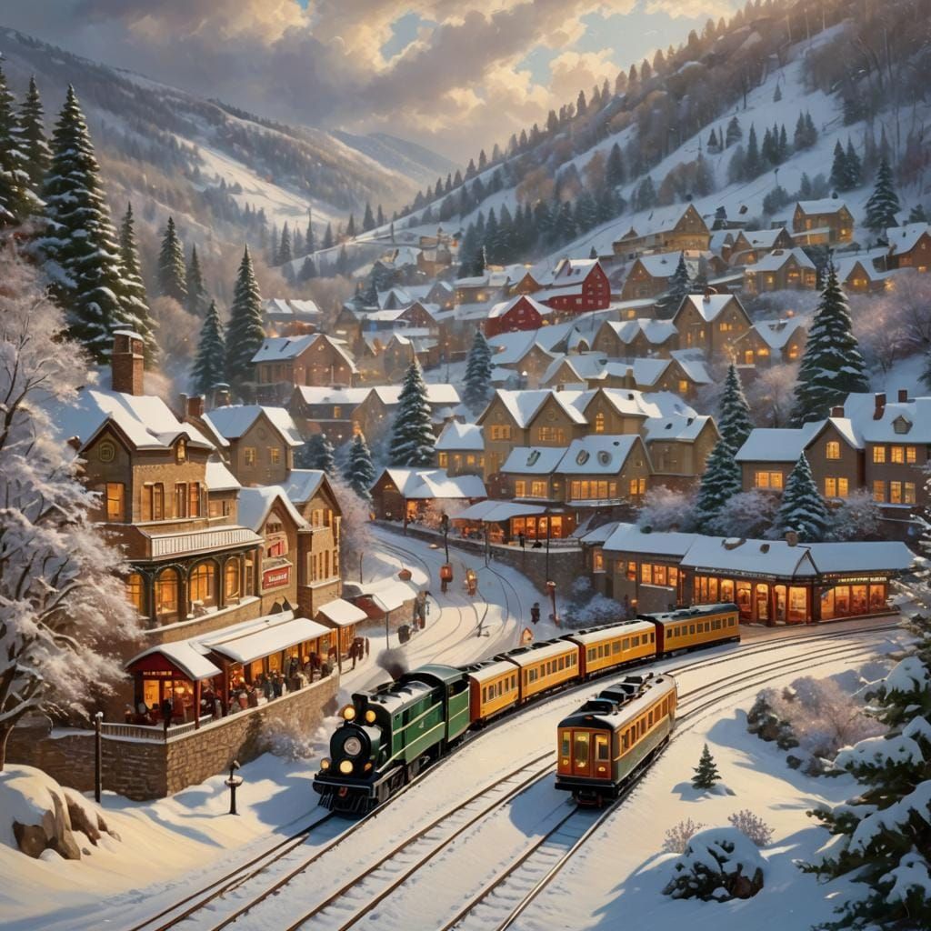 Winter Hill Station Landscape with Toy Train