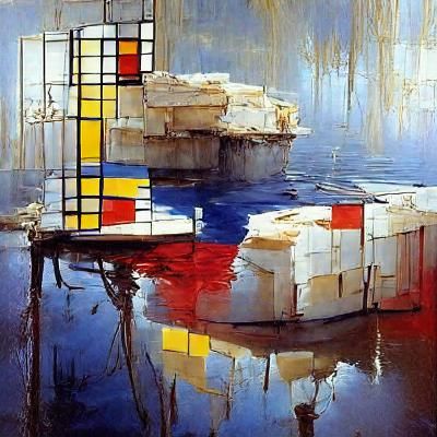 Abstract Geometric Composition in Mondrian Style