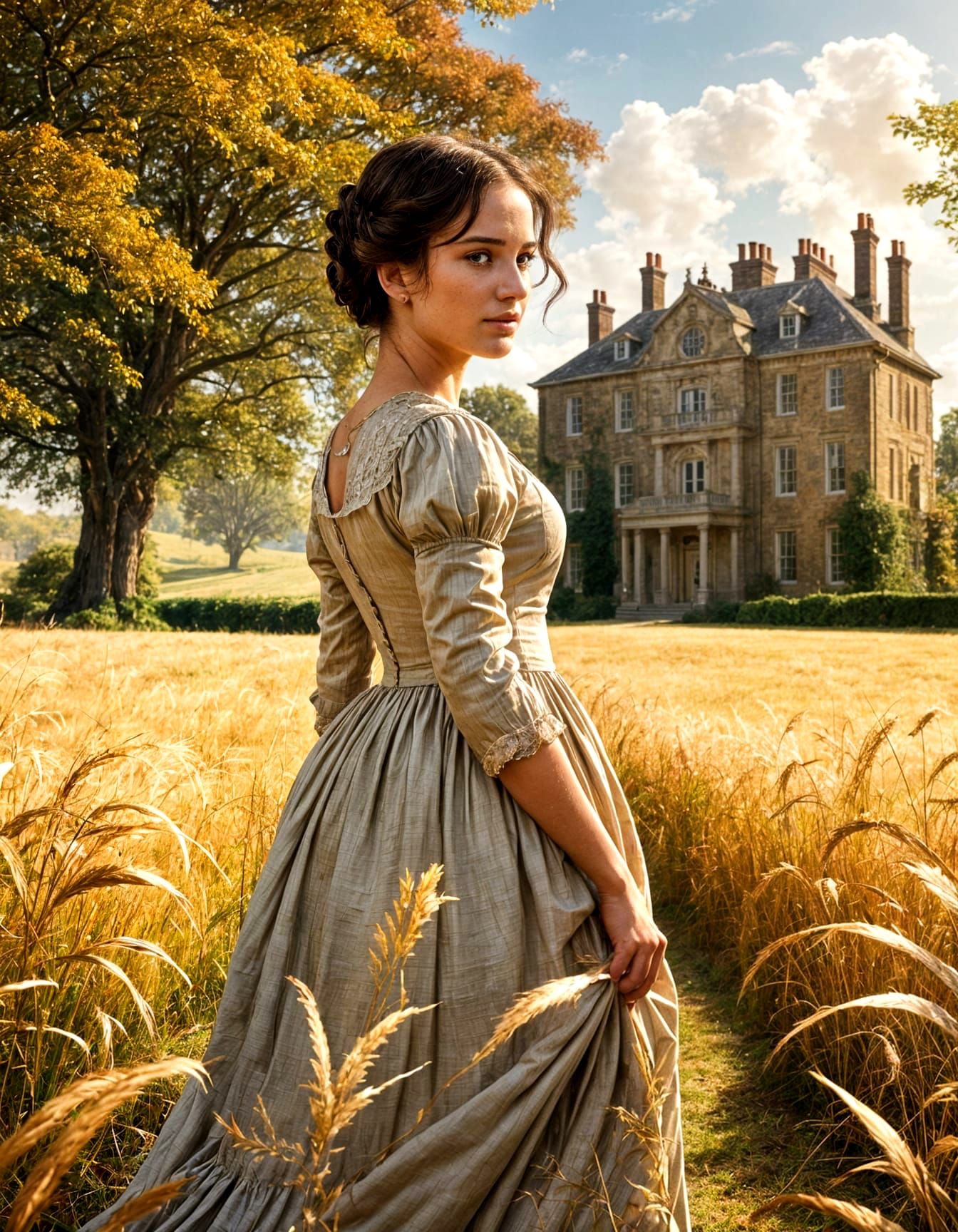Pride and Prejudice Movie Poster in Impressionist Style