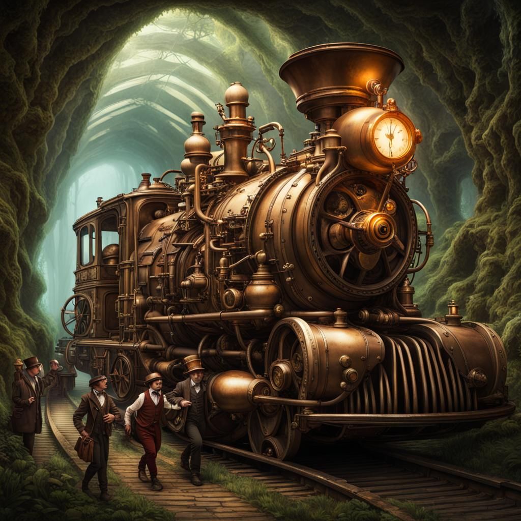 Steampunk Explorers in an Enchanted Wonderland