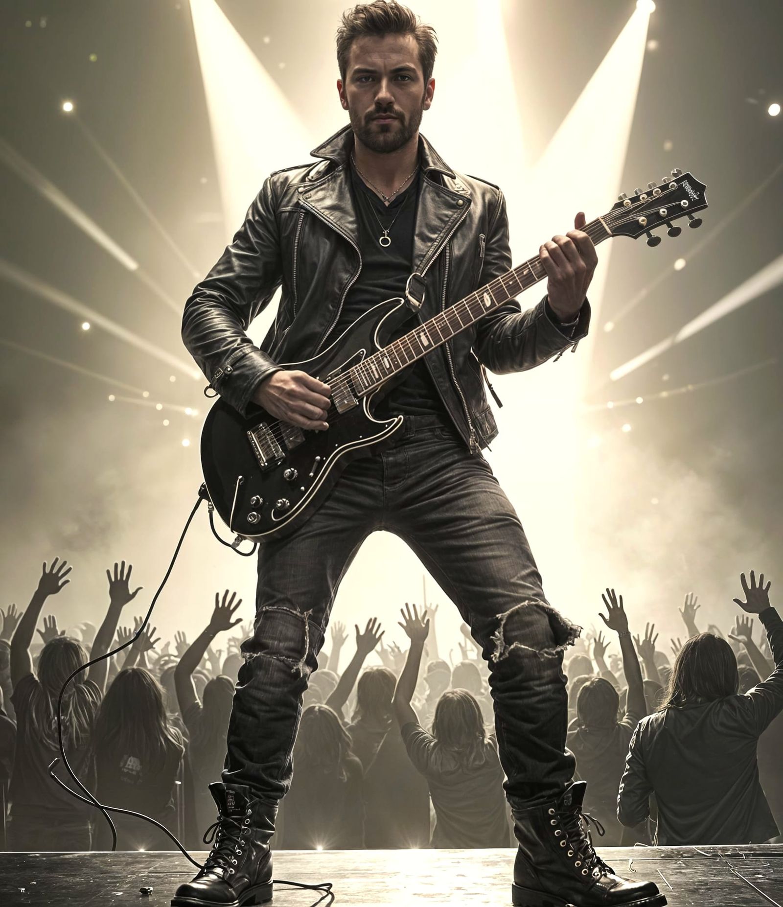 Rock Guitar Player Performing Live on Stage