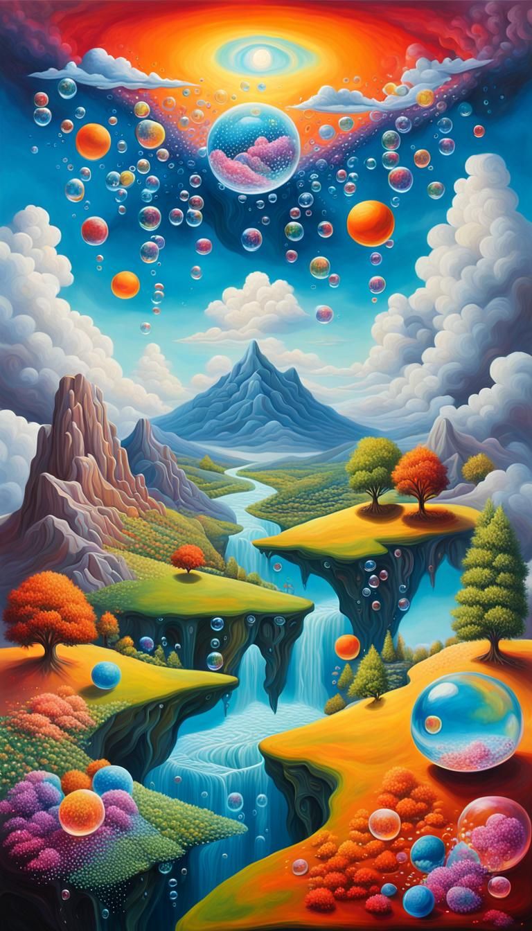 Surreal Oil Painting of a Fantastical Landscape