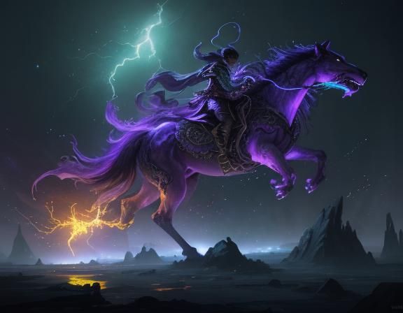 Glowing Spirit Wolf Escapes Bottle in Starry Night