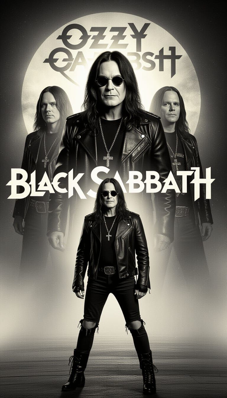 Ozzy Osbourne in Noir Digital Art Style
