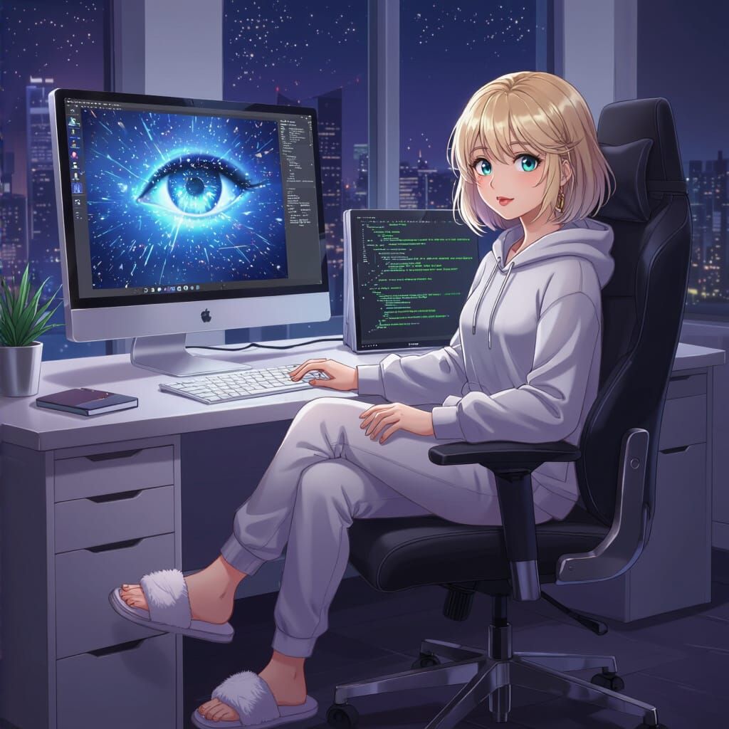 Elegant Goddess Transforms Average Girl at Super Computer