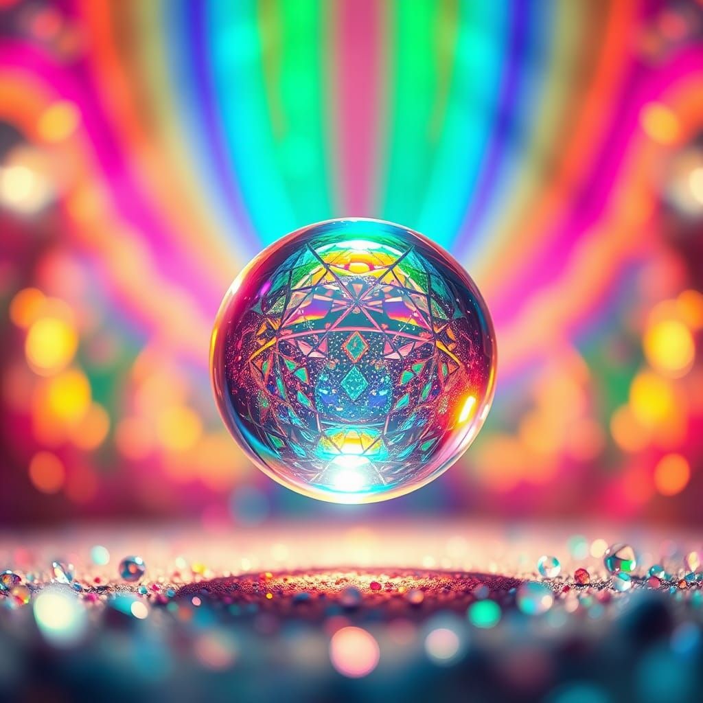 Rainbow Orb in Dreamlike Realm: Surreal Concept Art