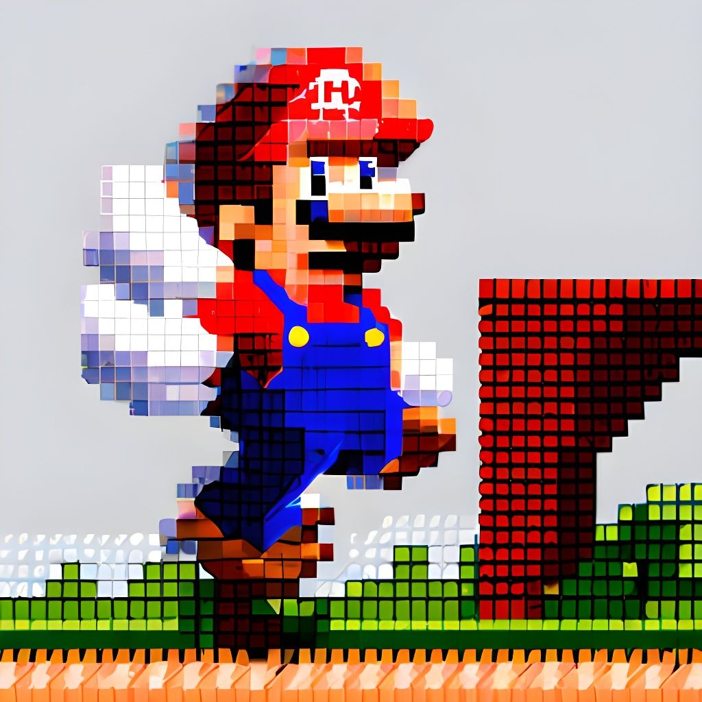 Pixelated Mario in Video Game Style