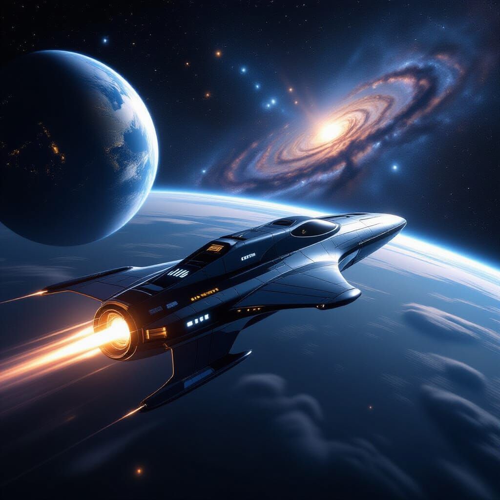 Photorealistic Spaceship Journey to Milky Way Galaxy