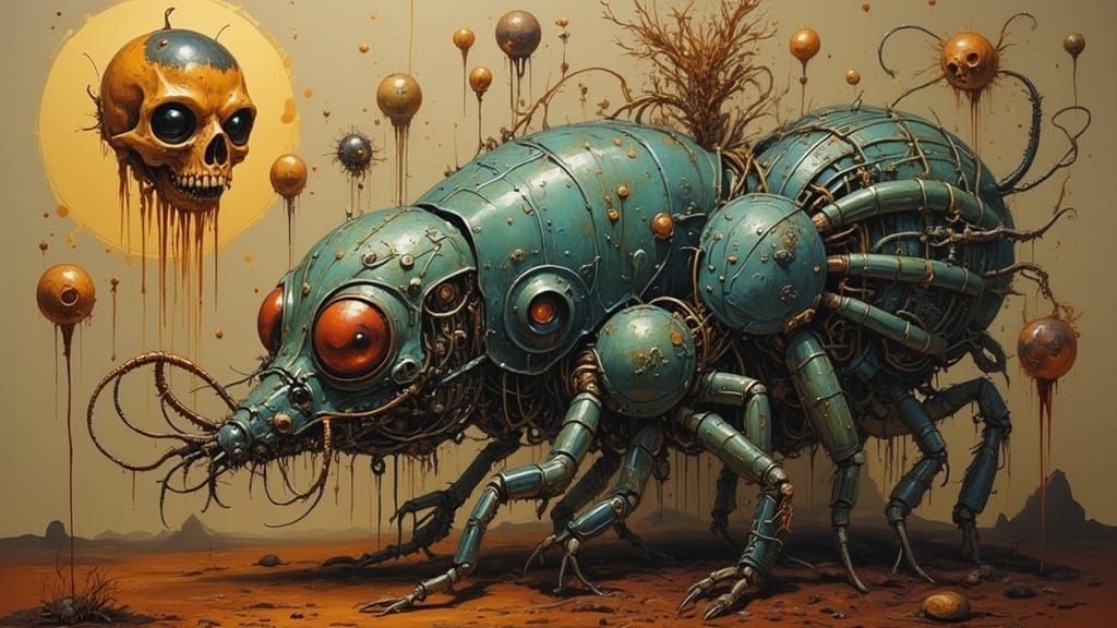 Surreal Symbiotic Organism as Oil Painting