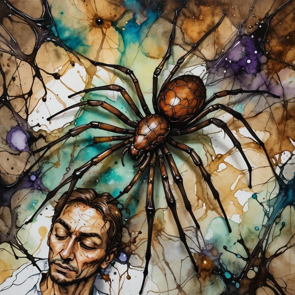 Surreal Spider Bite Dreamscape in Alcohol Inks