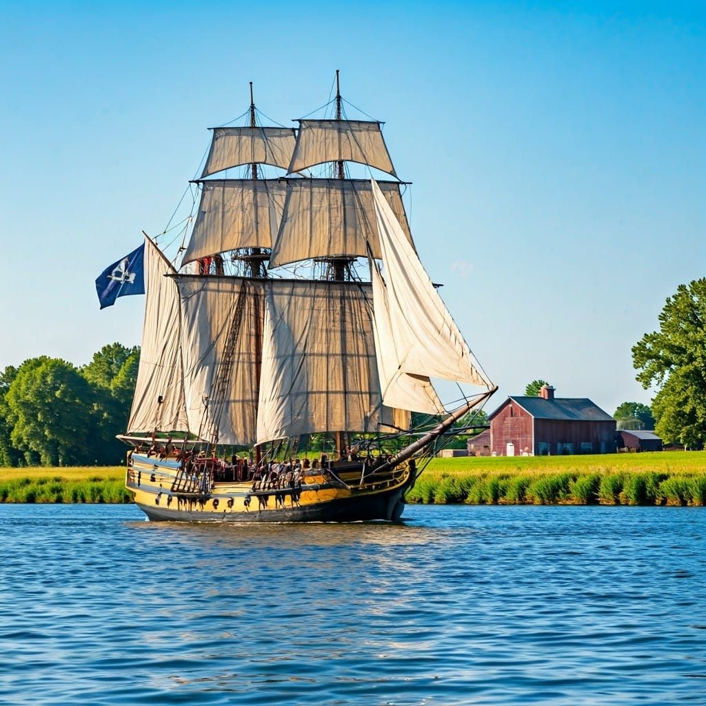 Pirate Ship Sails Iowa River in Photorealistic Style