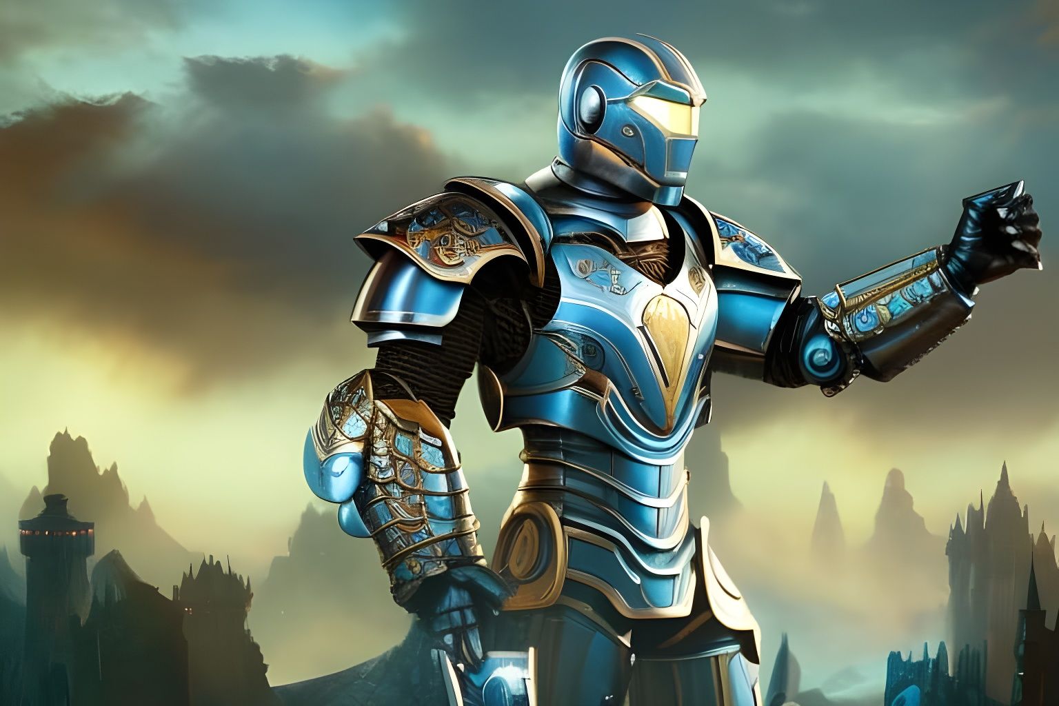 Medieval Iron Man in Intricate Armor, Dark Fantasy