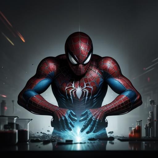 Spider-Man in Sci-Fi Lab: Comic Book Style
