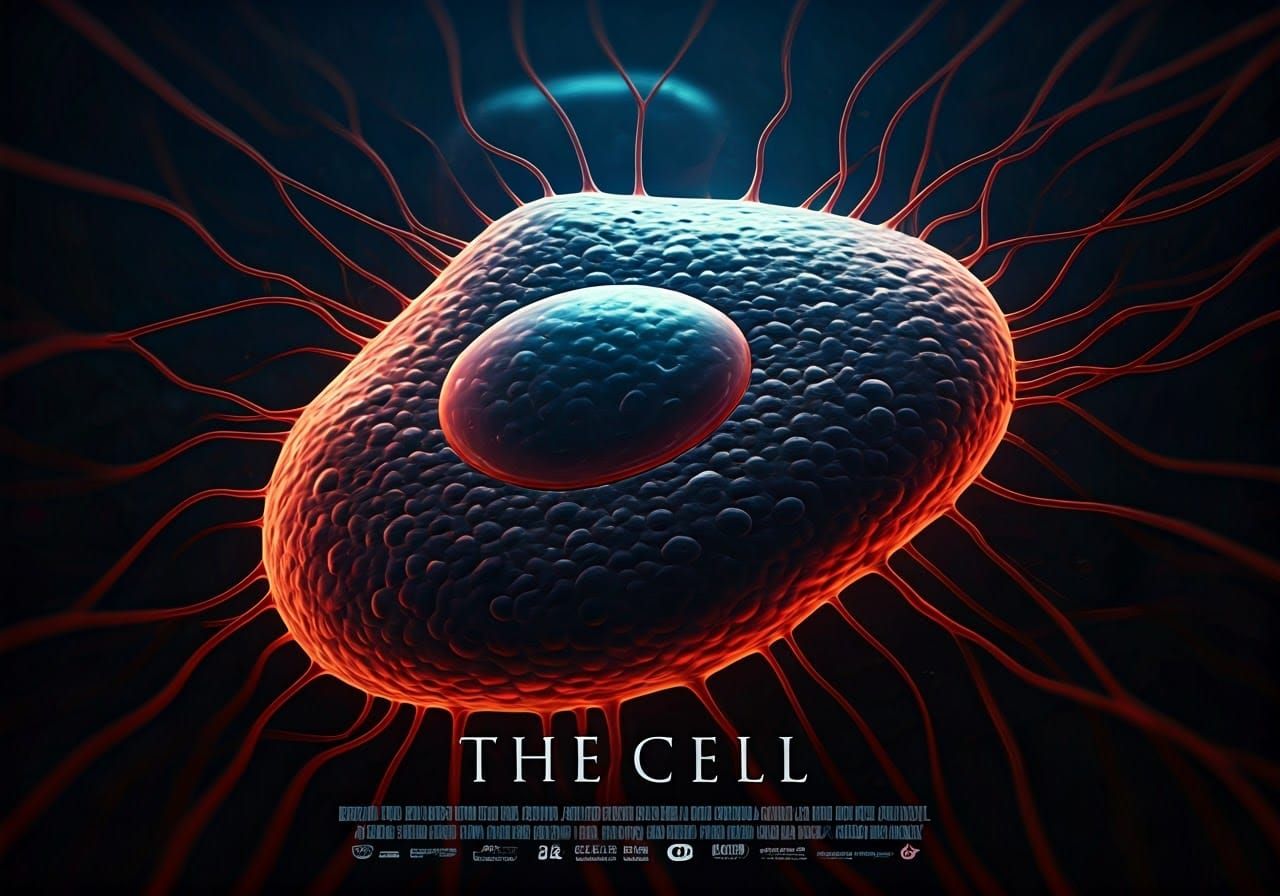 Stylish Horror Movie Poster of an Enlarged Amoeba Cell