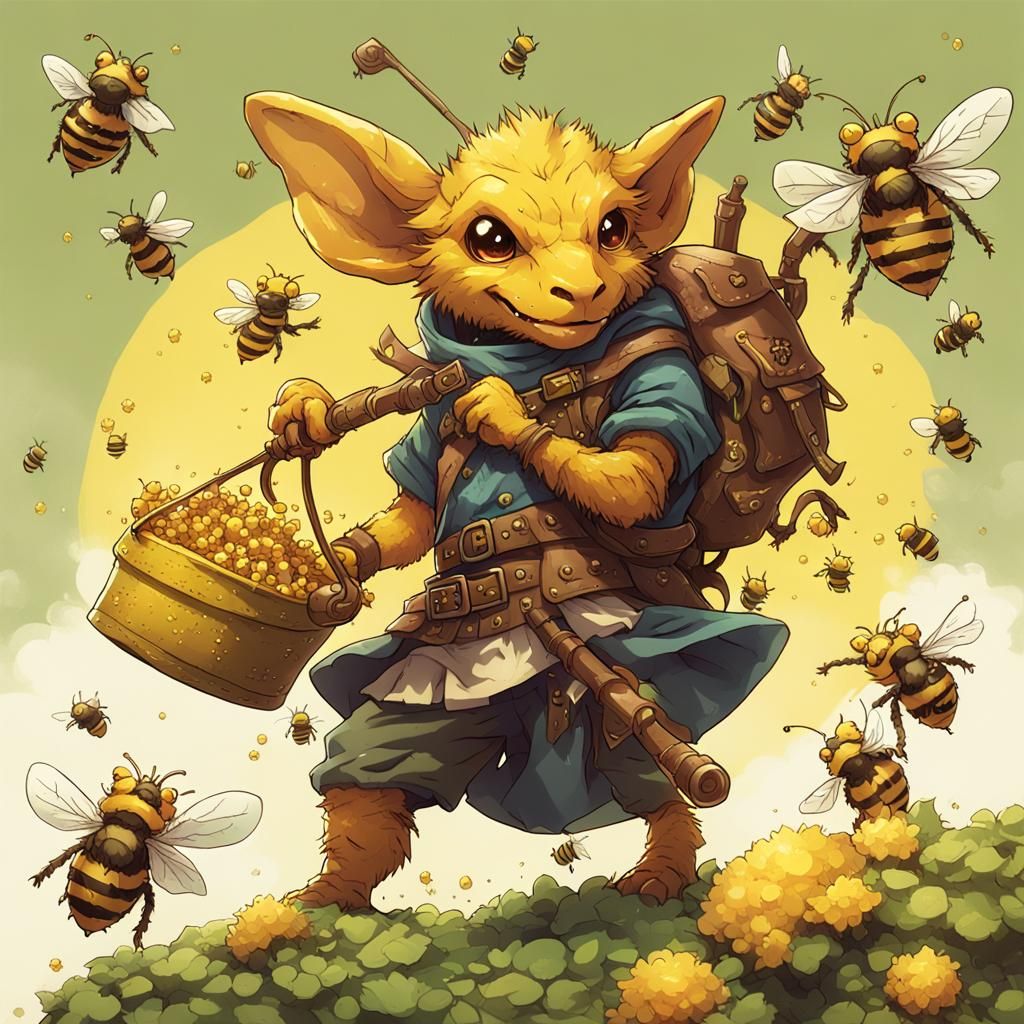 Kobold Artificer Hurls Bees in Anime Style