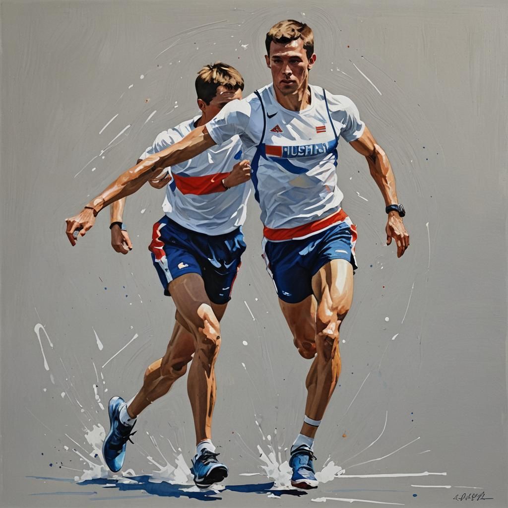 Painting of a Russian Athlete's Morning