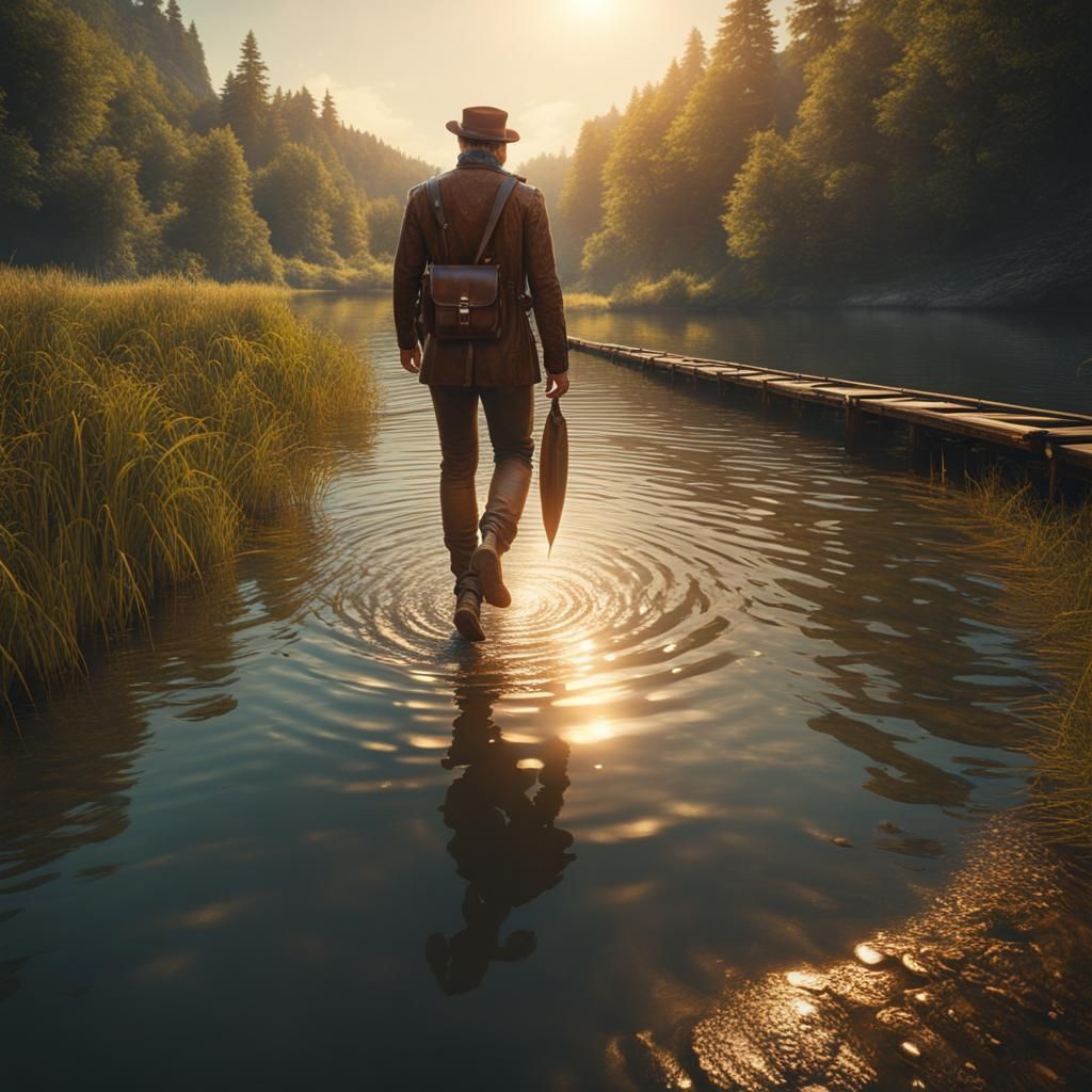 Man Walks on Water: Steampunk Psychedelic Art