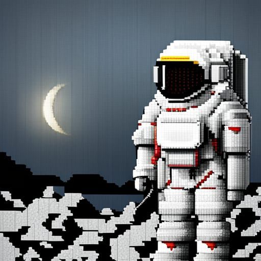 Astronaut Moonwalk in 8-bit Pixel Art