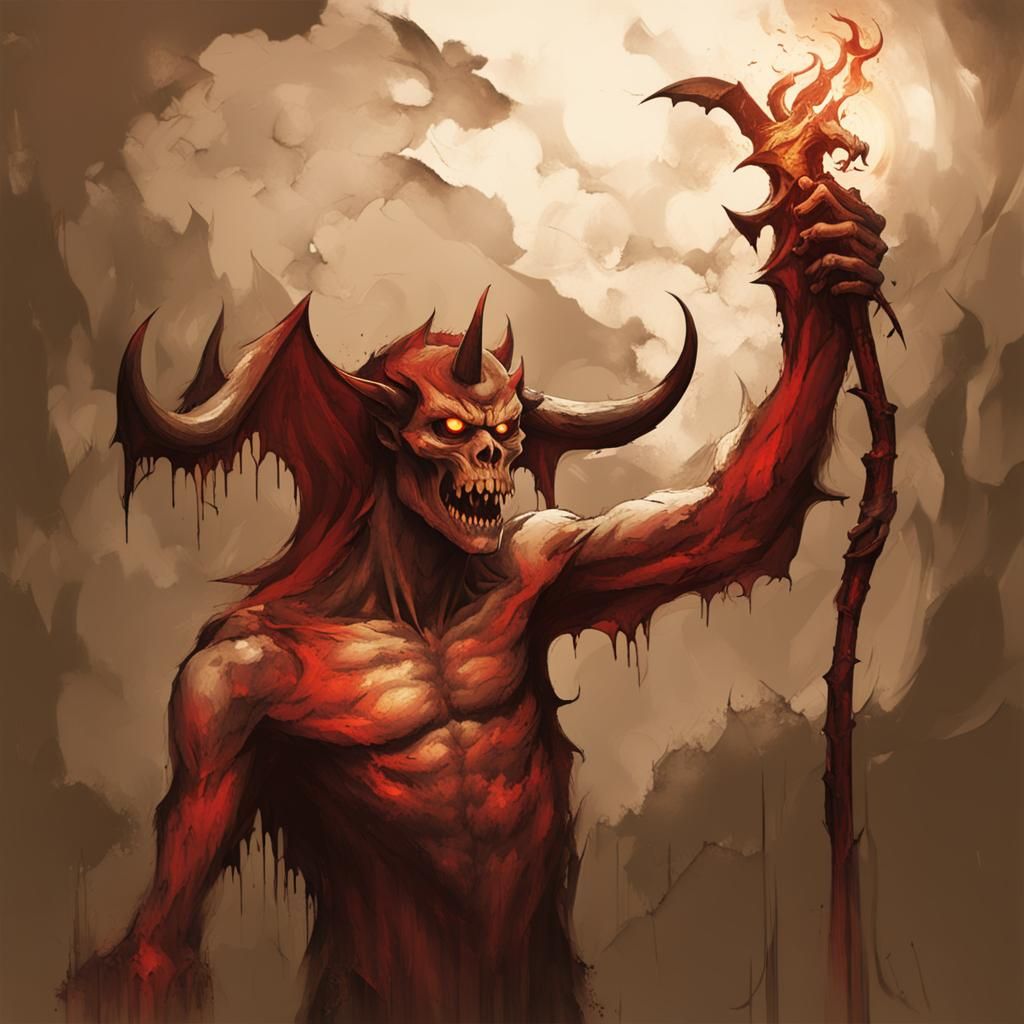 Black and White Demonic Figure of the Dark Age