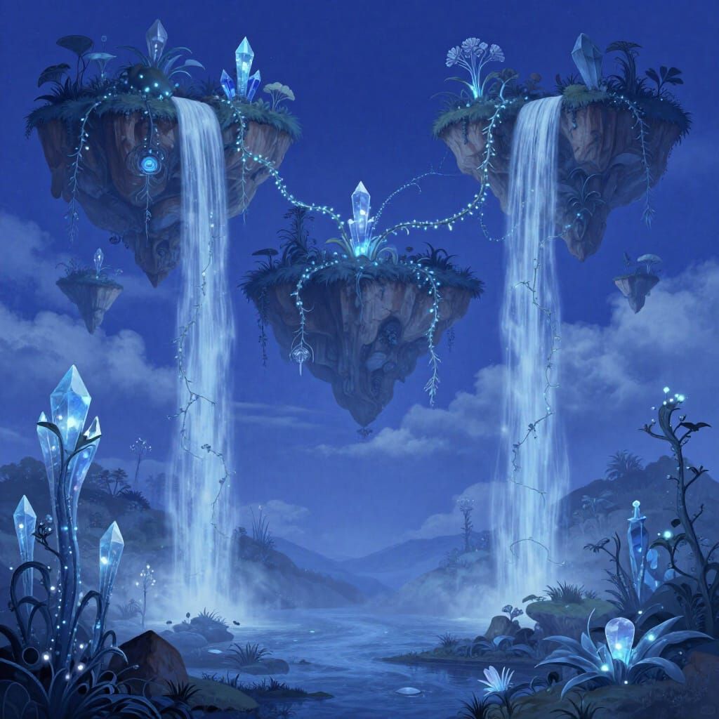 Dreamlike Azure Landscape in Surrealist Style