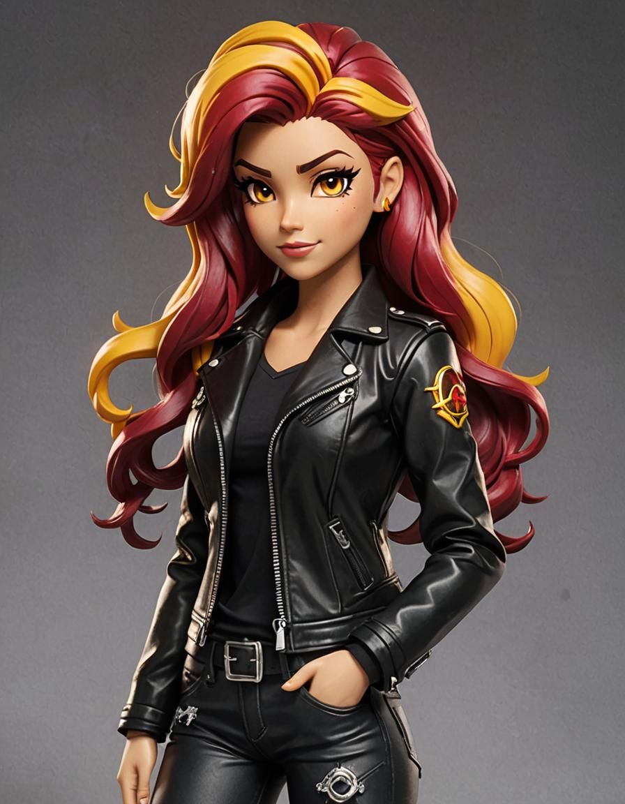 Sunset Shimmer Stonepunk Figurine in Leather Jacket