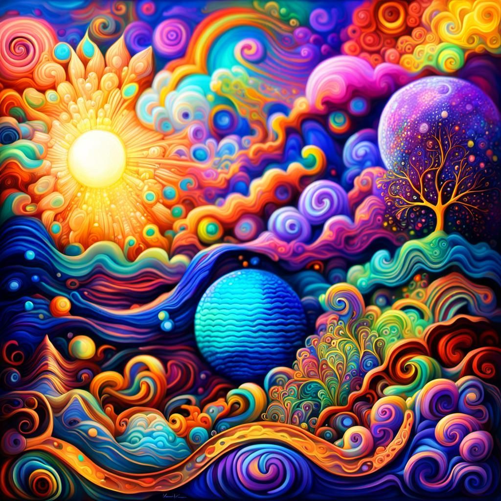 Vibrant Fractal Art in Pop Art Style