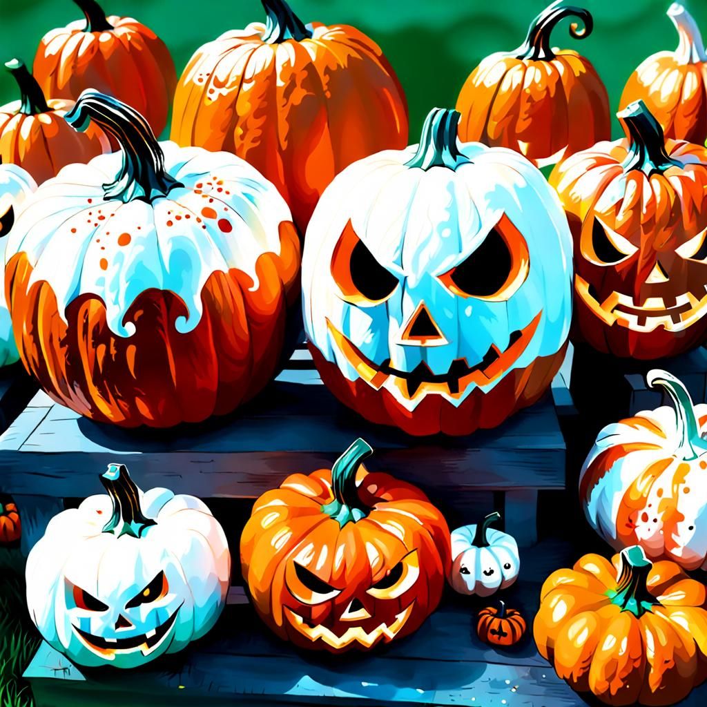 Orange and White Halloween Pumpkins