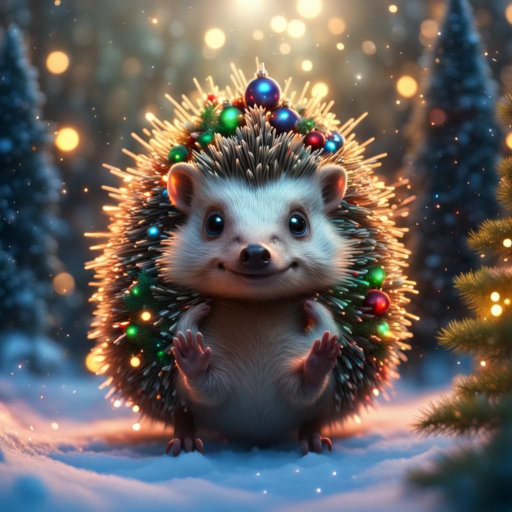 Festive Glowing Hedgehog Christmas Tree Creature
